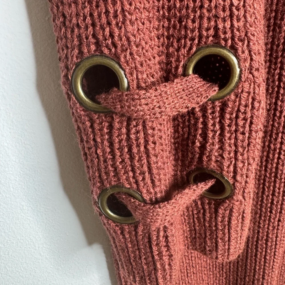 Miracle | Women's Lace-Up Sweater | Rust | Size M/L